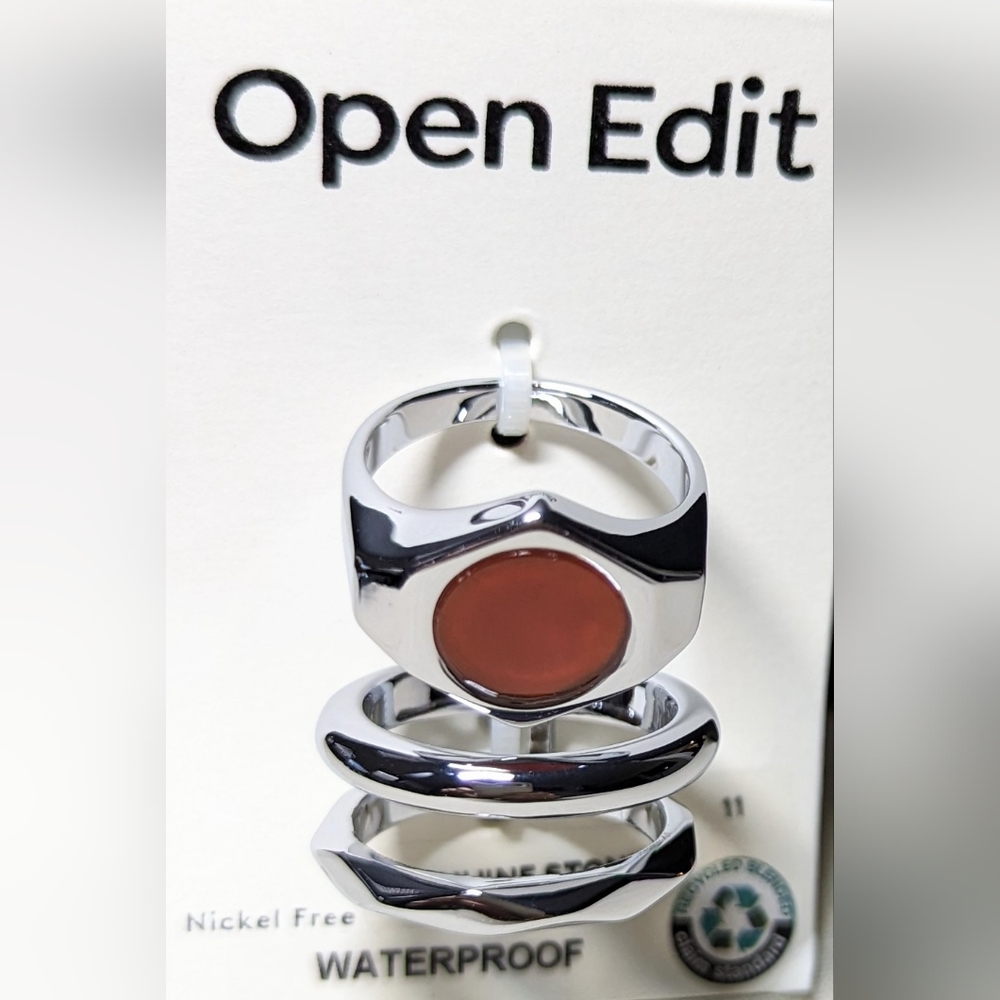 Open Edit Nickel free rings with Red Rhodium stone.